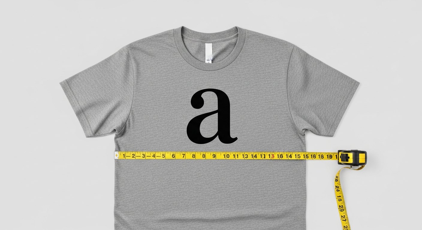 A blank t-shirt laid flat with a ruler and marked placement guides for a left-chest and full-front print